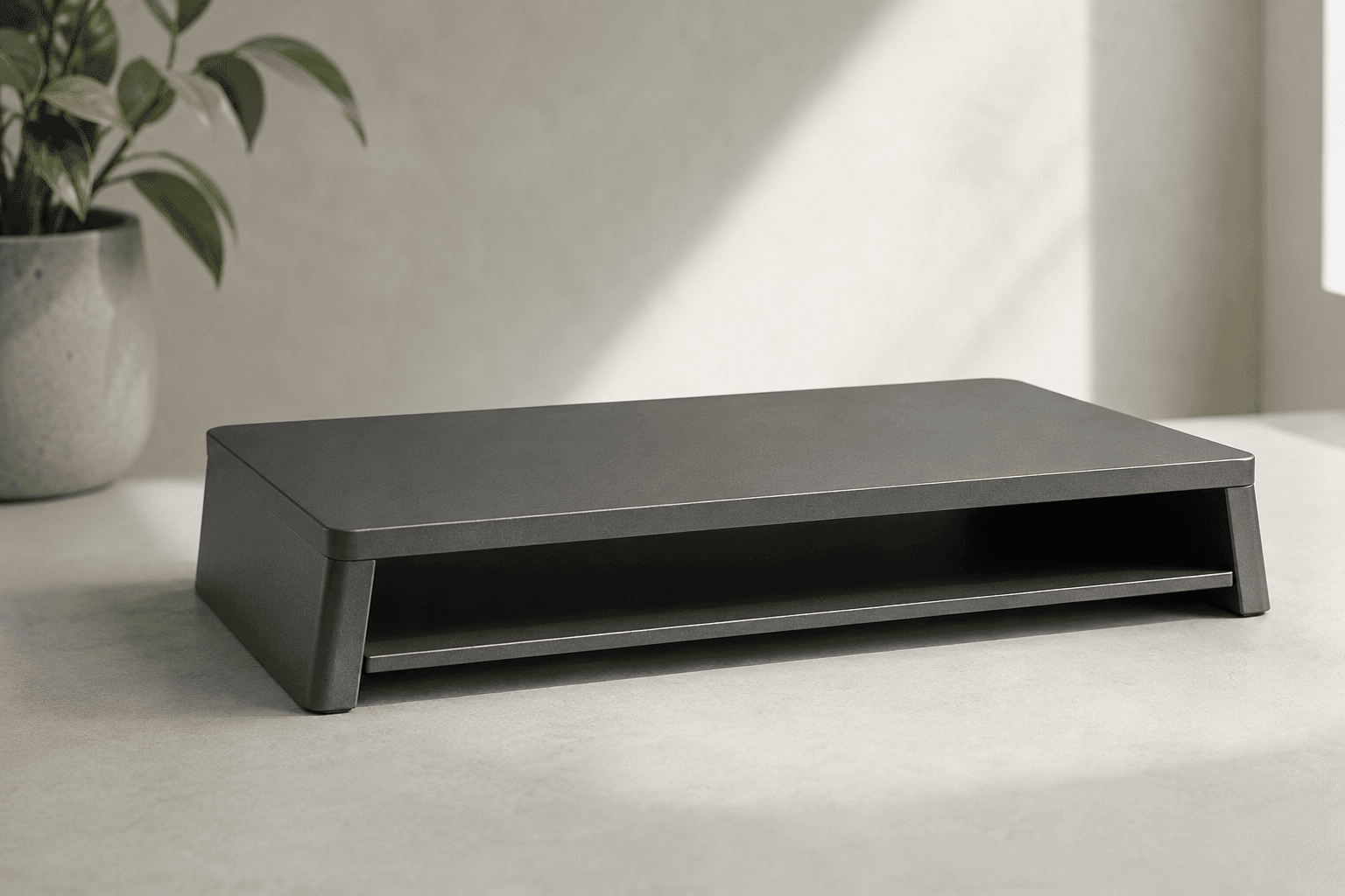 Adjustable Monitor Riser in graphite and silver finish