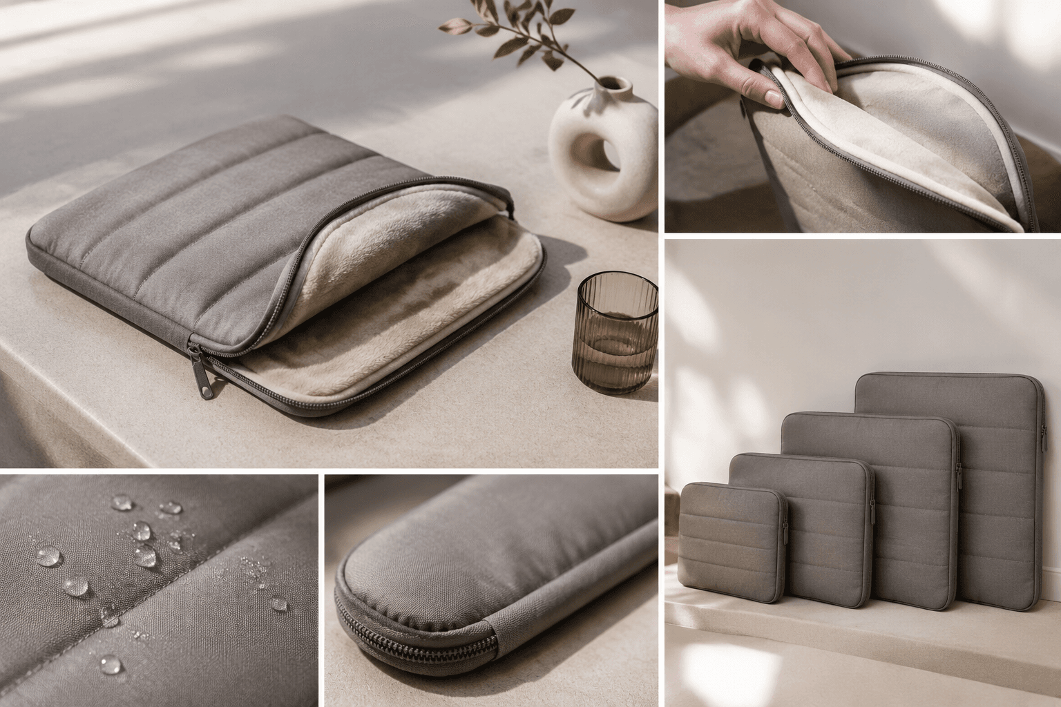 Padded Laptop Sleeve in graphite and silver finish