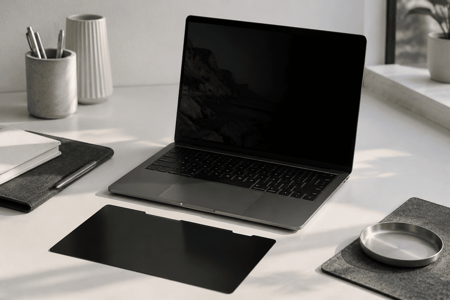 Screen Privacy Filter in graphite and silver finish