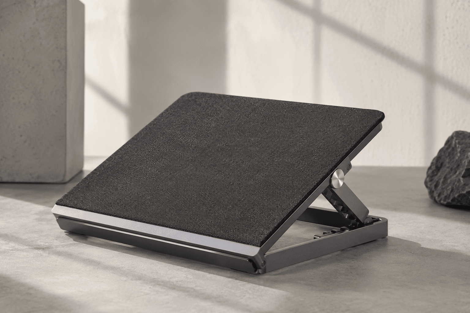 Under-Desk Footrest in graphite and silver finish